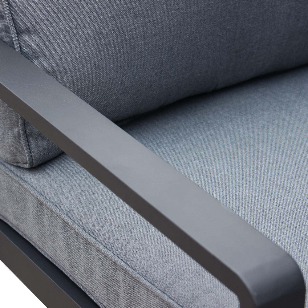 SANTO DOMINGO 2-SEAT LOUNGE WITH CUSHIONS. WHITE or ANTHRACITE aluminum frame, polyester cushions. Dimensions: D.140x70x68/D.64x70x68/T.100x50x35. Garden Furniture