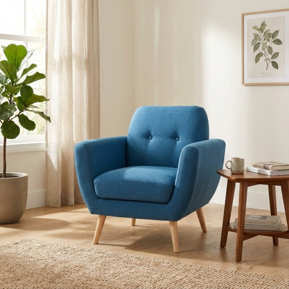 POLTRONA BURTON. Poltrona GRIGIO CHIARO, GRIGIO SCURO o BLU con bottoni e gambe in polipropilene Dimensioni: cm 84 x 79 x 86 h.