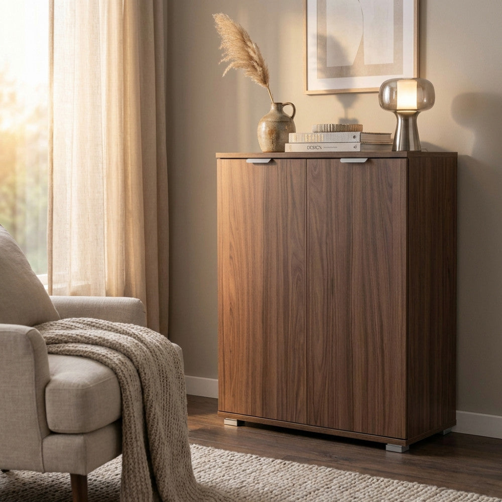 BORA 2-DOOR CABINET IN WALNUT COLOR. Dimensions: 60 x 38 x 85 cm h.