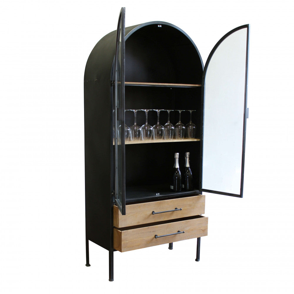 MOBILE CHADWICK. Mobile in ferro e legno con 2 ante, 2 ripiani e 2 cassetti Dimensioni: cm 81,5 x 40 x 180 h.