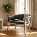 COLEMAN SOFA IN VINTAGE GREY FAUX LEATHER. Dimensions: 107 x 61 x 70 cm h.