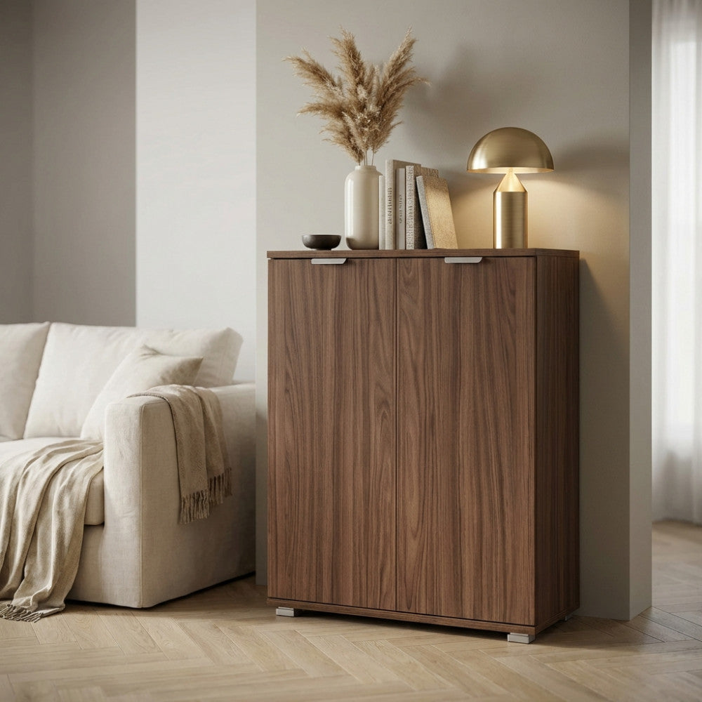 ARMADIETTO BORA 2 ANTE TINTA NOCE. Dimensioni: cm 60 x 38 x 85 h.