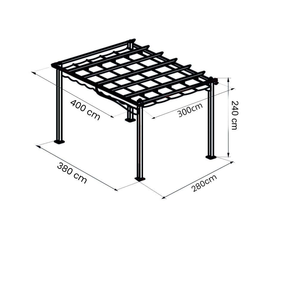 GAZEBO ASTORIA 3 X 4 ANTRACITE TELO BEIGE. Telo in poliestere ECRU 180 gr struttura in metallo ANTRACITE Dimensioni: m 3 x 4. Arredo Giardino