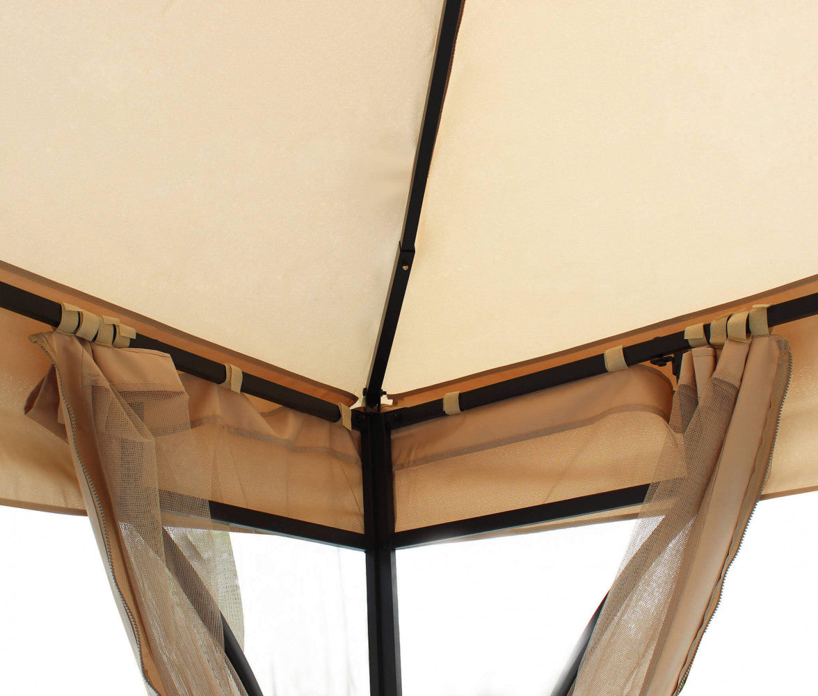 GAZEBO HOGAN 3 X 3. Struttura in metallo color nero 14x20 mm Telo in poliestere TORTORA 180gr con antivento Tubi 14x20/15x15 mm Dimensioni: m 3 x 3 x 265 h. Arredo Giardino