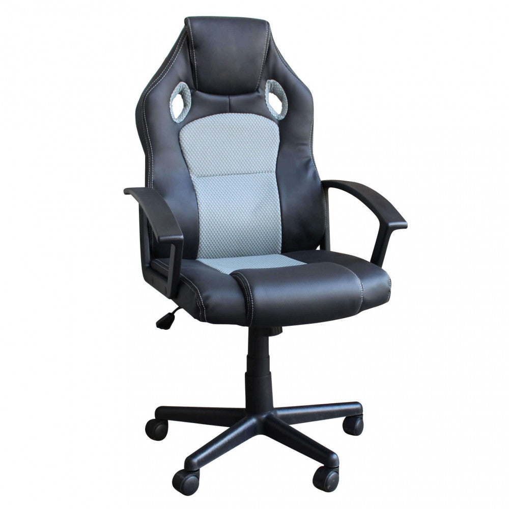 UNCHARTED GREY AND BLACK GAMING CHAIR. Dimensions: 61 x 65 x 104-113.5 cm.