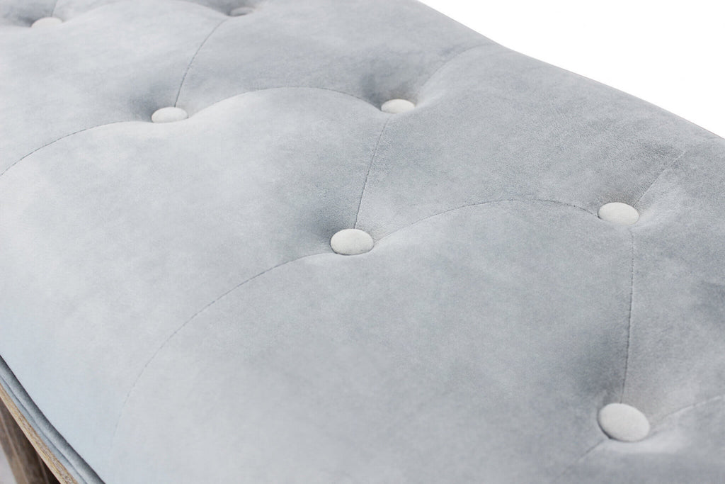 PANCA MARGI IN VELLUTO GRIGIO. Dimensioni: cm 125 x 45 x 48 h.