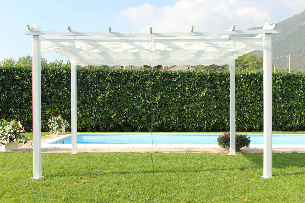 GAZEBO ASTORIA 3 X 4. WHITE polyester fabric 180 gr WHITE metal and aluminum structure Dimensions: 3 x 4 m. Garden furniture