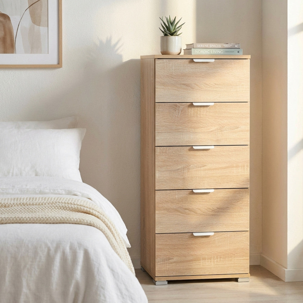 KAUAI 5-DRAWER NATURAL CABINET. Dimensions: 45 x 38 x 103 cm h.