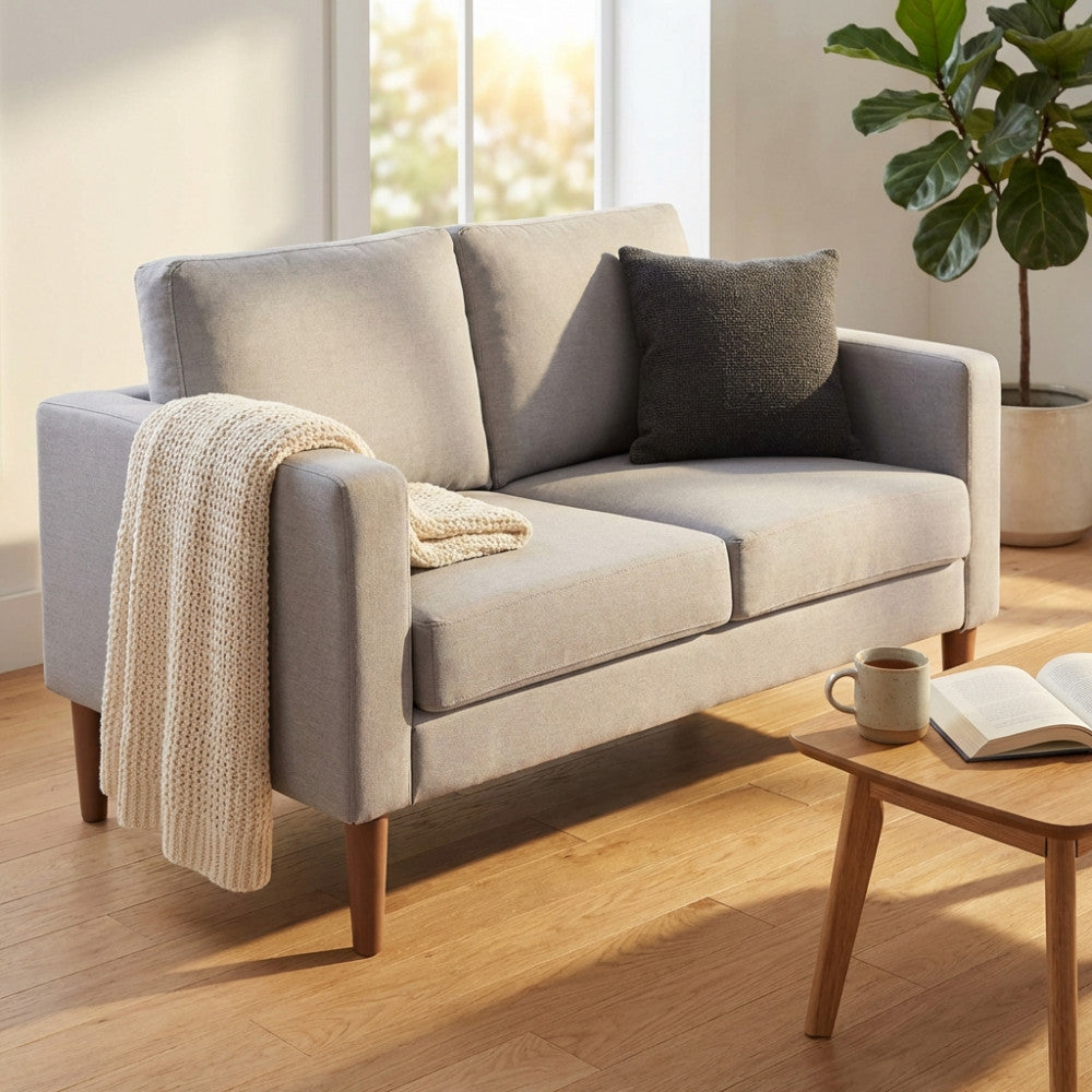 DIVANO 2 POSTI RAMSEY. Divano GRIGIO CHIARO o GRIGIO SCURO o BLU o BEIGE gambe in polipropilene Dimensioni: cm 137 x 73 x 82 h.