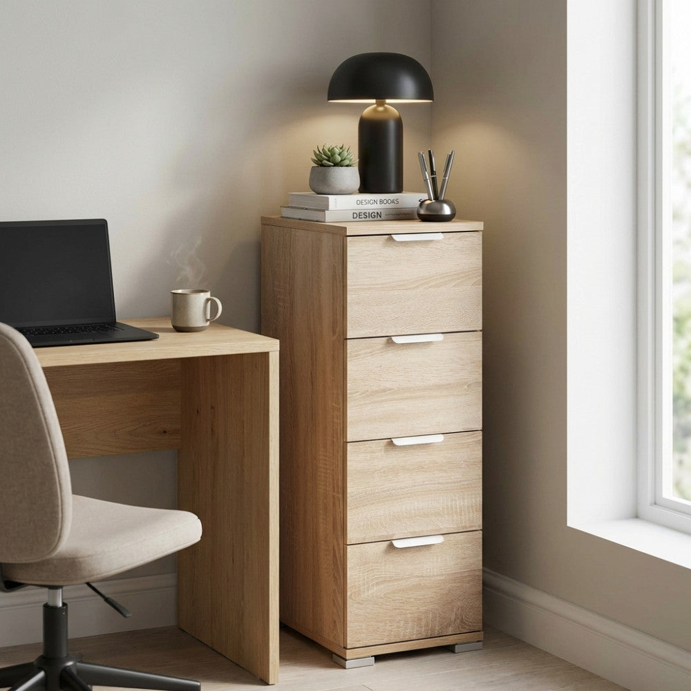 CASSETTIERA PAROS 4 CASSETTI NATURALE. Dimensioni: cm 27 x 38 x 85 h.