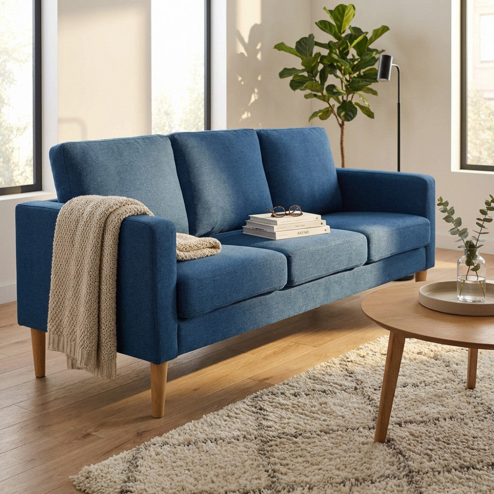 DIVANO 3 POSTI RAMSEY. Divano GRIGIO CHIARO o GRIGIO SCURO o BLU o BEIGE gambe in polipropilene Dimensioni: cm 180 x 73 x 82 h.